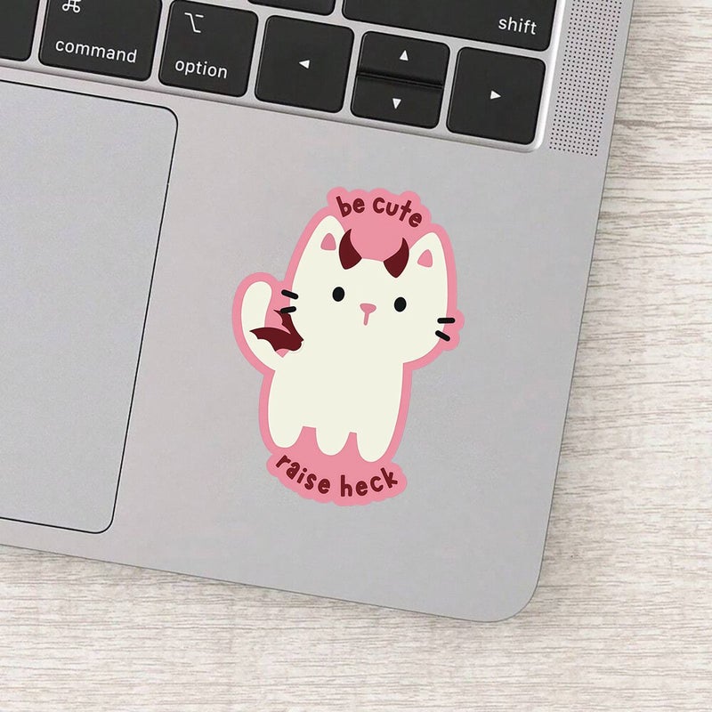 Multicolor 3 Inch Devil Cat PVC Sticker Cute And Edgy Decal Strong Adhesive - Image 4