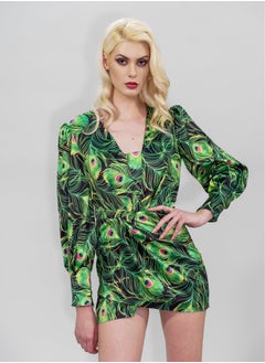 BITOLIA GALLERY Short Long Sleeves Dress Green  - Image 1