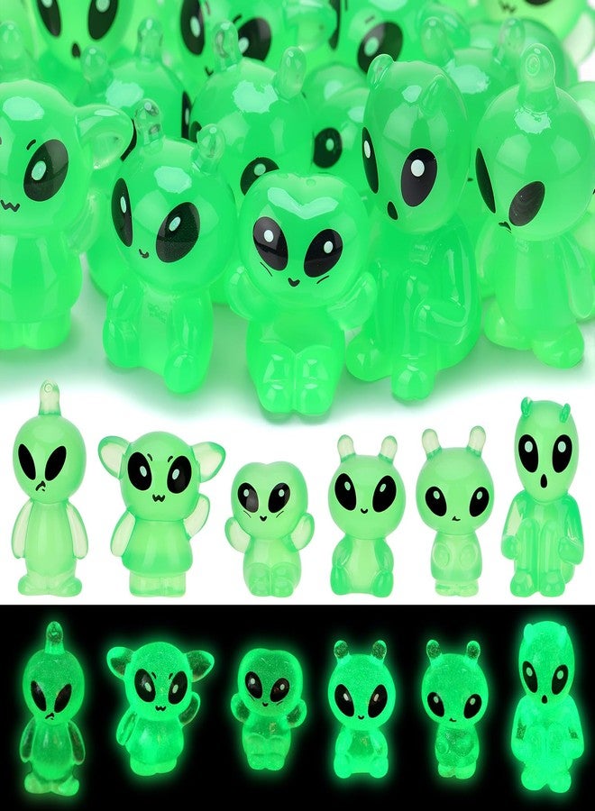 GGSTDDUP 30 Pcs Glow in The Dark Mini Alien Figures, Tiny Alien Figurines to Hide, Luminous Mini Resin Alien Bulk for Space Party Fillers, Piñata Stuffers, Playsets, Halloween Prank (6 Styles) - Image 1