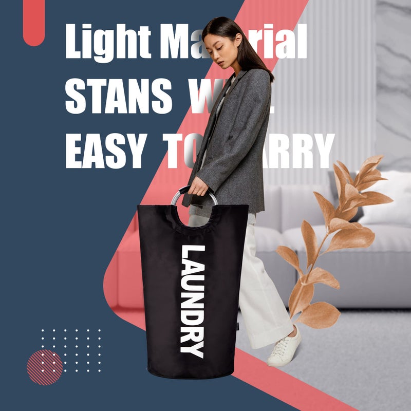 Caroeas 90L Laundry Basket (13 Colors), Waterproof Laundry Hamper, Laundry Bag with Padded Handles, Clothes Hamper Stands Up Well, Collapsible Laundry Basket Easy Storage - Image 3