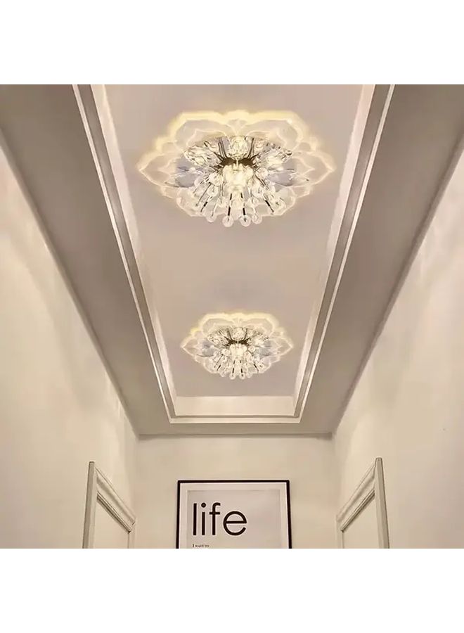 White Light Bright Decoration Modern 3 Color Led Ceiling Light 7.48 Inch Small Flower Design 9w Recessed Lighting For Hallway Kitchen Bedroom Living Room Home Studio Geometric Crystal Accent Light Fixture Metallic Finish - Image 5