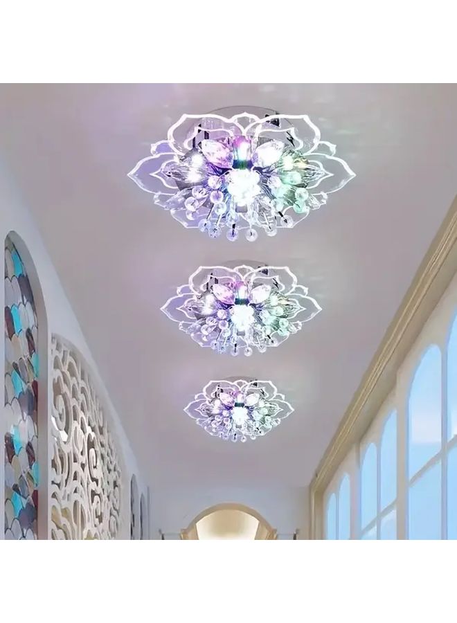White Light Bright Decoration Modern 3 Color Led Ceiling Light 7.48 Inch Small Flower Design 9w Recessed Lighting For Hallway Kitchen Bedroom Living Room Home Studio Geometric Crystal Accent Light Fixture Metallic Finish - Image 3