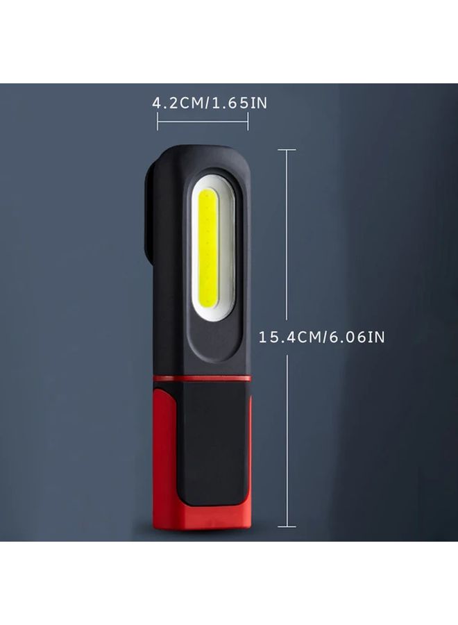 مصباح العمل LED أسود أحمر قابل لإعادة الشحن عبر USB مع قاعدة مغناطيسية وبطارية 1200 مللي أمبير - Image 3