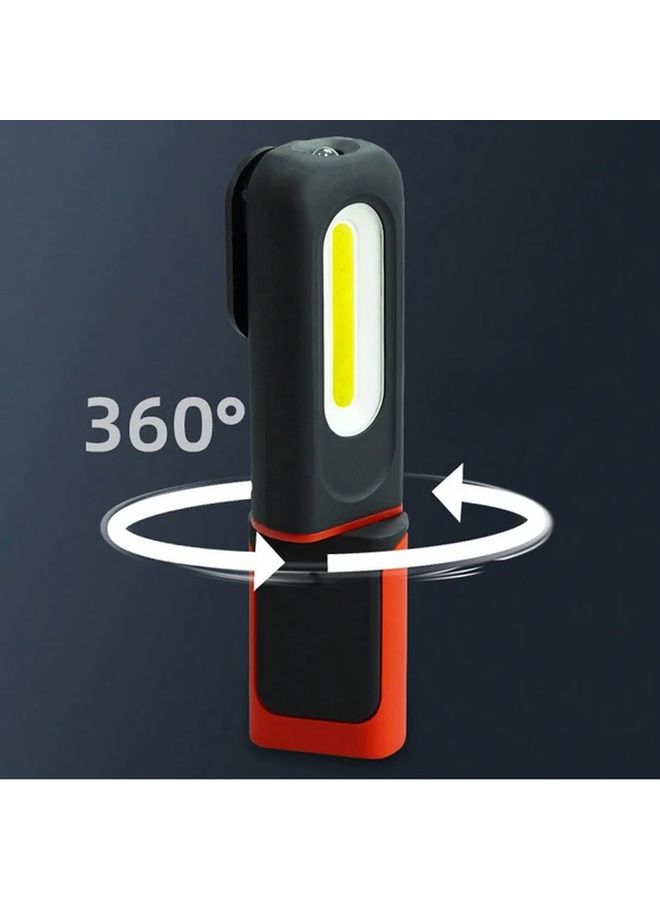 مصباح العمل LED أسود أحمر قابل لإعادة الشحن عبر USB مع قاعدة مغناطيسية وبطارية 1200 مللي أمبير - Image 5