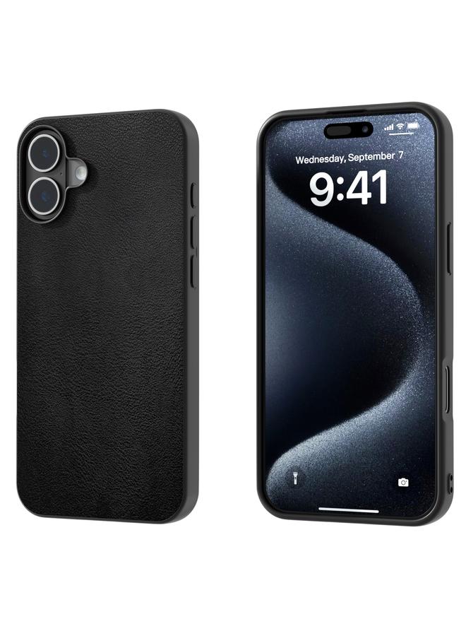 S-TOP Case For iPhone 16 Plus PU Leather Black Frame Full Coverage Phone Case - Image 1