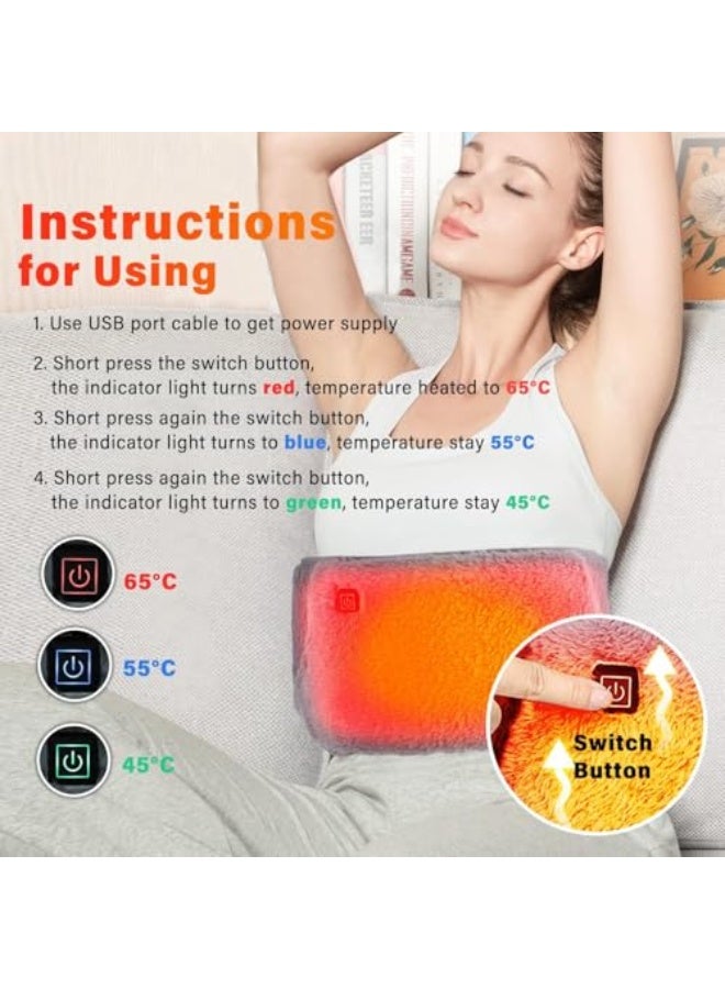 ماركة غير محددة حزام خصر دافئ مع منفذ USB من كوفوز، يتضمن وسادة تدفئة مزودة بجيوب لليد. حزام كهربائي ساخن للبطن والظهر، لتخفيف آلام الدورة الشهرية وآلام المفاصل. 3 مستويات للتحكم في درجة الحرارة.  - Image 3