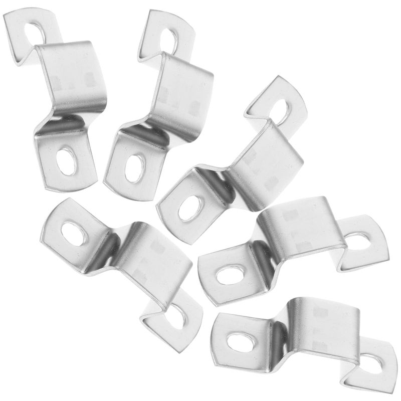6 Pcs 20x20mm Stainless Steel U Shaped Tube Clamps Square Bracket Pipe Fastening Clips - Image 2