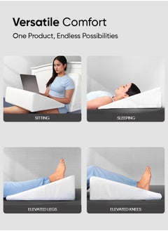 Frido Frido Wedge Plus Pillow for Back Support, Multipurpose Cushion For Sleeping & Acid Reflux, Dual Foam Layers, Pillow For Leg Elevation, Pregnancy Pillow, GERD Relief Pillow, Pack of 1 (White)  - Image 3