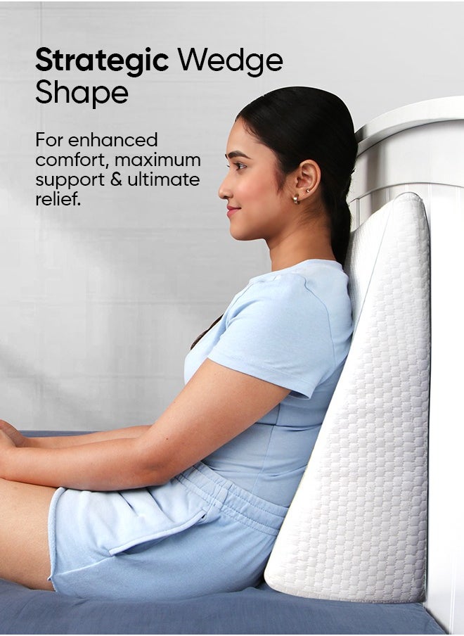 Frido - Frido Wedge Plus Pillow for Back Support, Multipurpose Cushion For Sleeping & Acid Reflux, Dual Foam Layers, Pillow For Leg Elevation, Pregnancy Pillow, GERD Relief Pillow, Pack of 1 (White) - Image 1