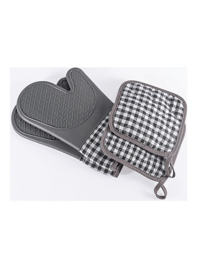2-Piece Microwave Silicone Gloves For Baking Grey/White/Black  - Image 3