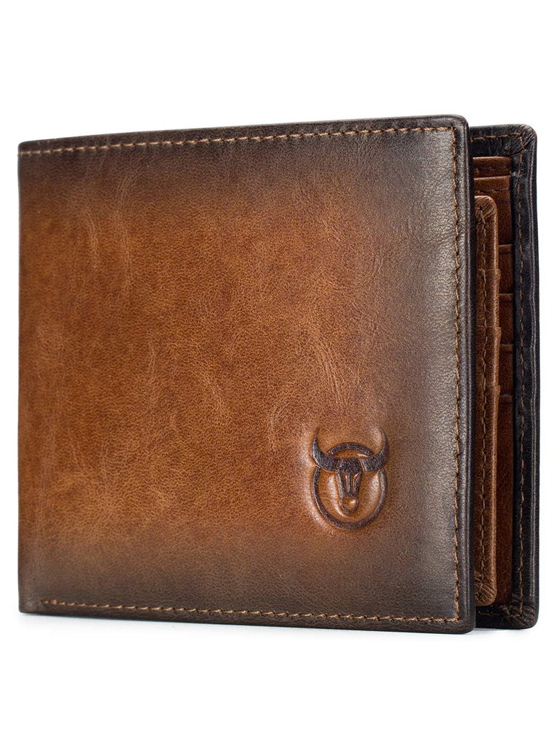 Excefore Upgrade Your Style with RFID Slim Bifold Wallet - Genuine Leather, 11 Card Slots, 2 ID Windows, 2 Currency Pockets (Brown)  - Image 1