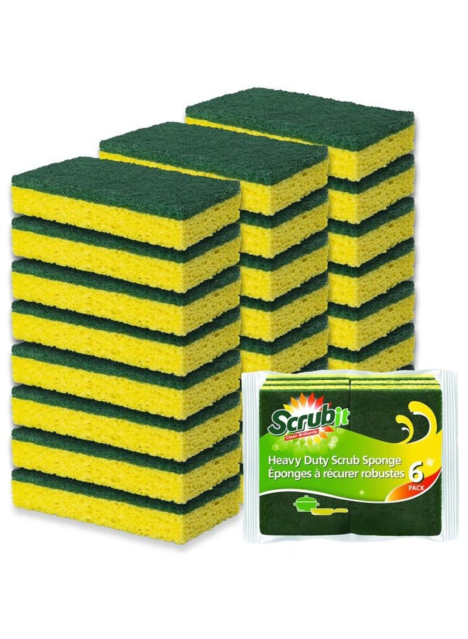 SCRUBIT Cleaning Heavy Duty Scrub Sponge by - Scrubbing Sponges Use for Kitchen, Bathroom & More - Yellow -24 Pack- - Image 1
