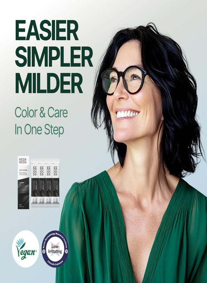 MODA MODA MODAMODA Water Coloring Hair Dye Black - Individually Packed Water-Activated Hair Color Powder with Polyphenols - Gentle, Vegan and for All Hair Types (0.35 oz, 4 Packets, no kit) - Image 2