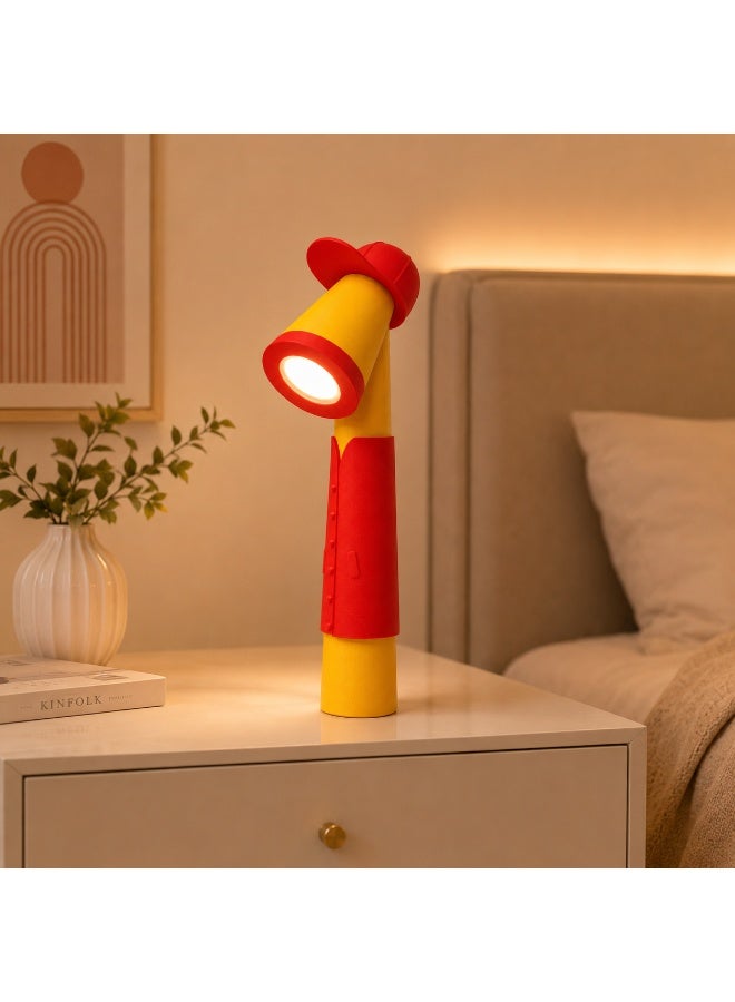 ناياتوبيا مصباح طاولة LED بتصميم شخصية عصرية بقبعة، يعمل عبر USB بجهد 5 فولت، إضاءة دافئة 3000 كلفن، أحمر وأصفر، 28.2 سم - Image 3