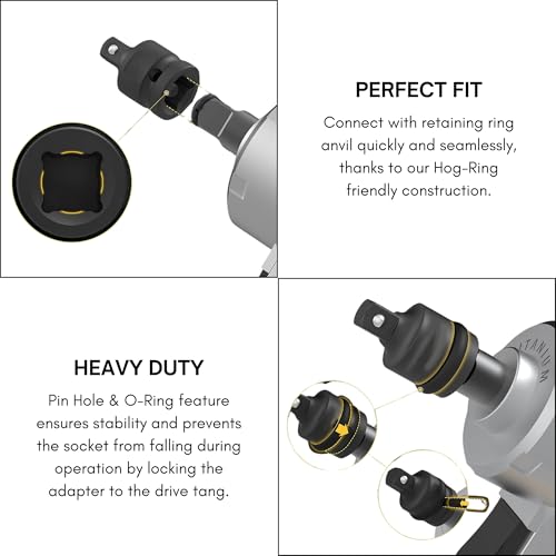 Inditrust 6PCS Pneumatic Air Impact Adapter And Reducer Socket Set Female To Male or Male to Female Convertor 1/4", 3/8", 1/2" & 3/4" Square Drive, Chrome Vanadium Steel - Image 5