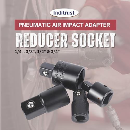 Inditrust 6PCS Pneumatic Air Impact Adapter And Reducer Socket Set Female To Male or Male to Female Convertor 1/4", 3/8", 1/2" & 3/4" Square Drive, Chrome Vanadium Steel - Image 2
