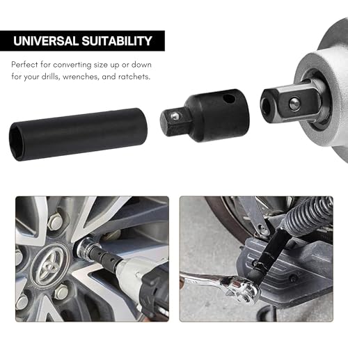 Inditrust 6PCS Pneumatic Air Impact Adapter And Reducer Socket Set Female To Male or Male to Female Convertor 1/4", 3/8", 1/2" & 3/4" Square Drive, Chrome Vanadium Steel - Image 3