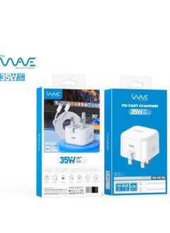 Wave PD iPhone 35W Fast Charger USB-C Adapter with USB C to USB-C Cable Power Cable. 