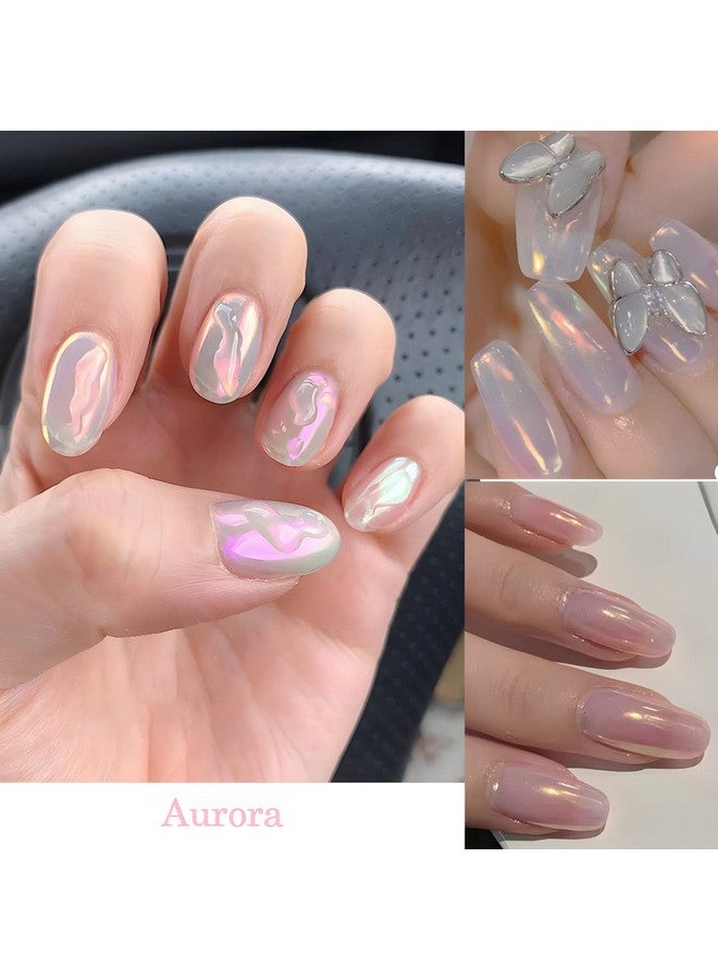 Furimuk 6 Colors Chrome Nail Powder Metallic Mirror Effect Aurora Magic White Pearl Chrome Nails Powder For Nail Art Gel Polish Mica Powder Iridescent Nail Powder Manicure Pigment - Image 3
