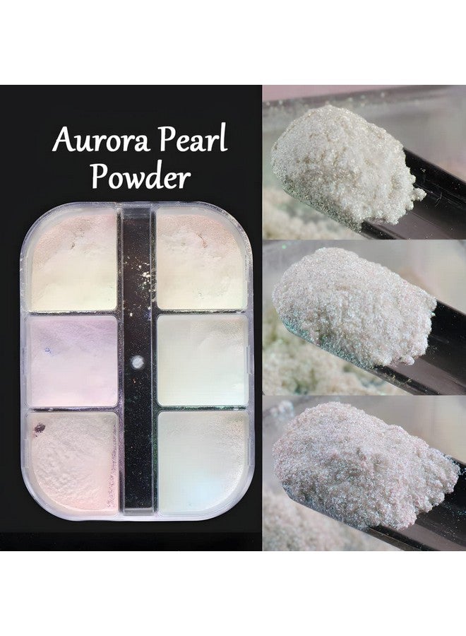 Furimuk 6 Colors Chrome Nail Powder Metallic Mirror Effect Aurora Magic White Pearl Chrome Nails Powder For Nail Art Gel Polish Mica Powder Iridescent Nail Powder Manicure Pigment - Image 4