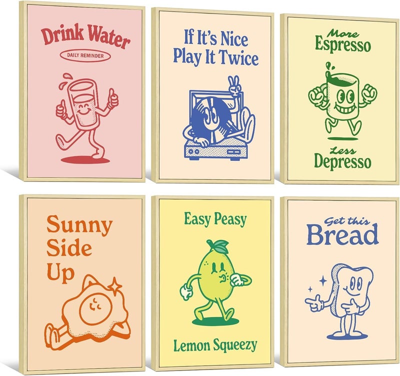 Youillne Kitchen Food Prints - Set of 6 Framed Art - Image 1