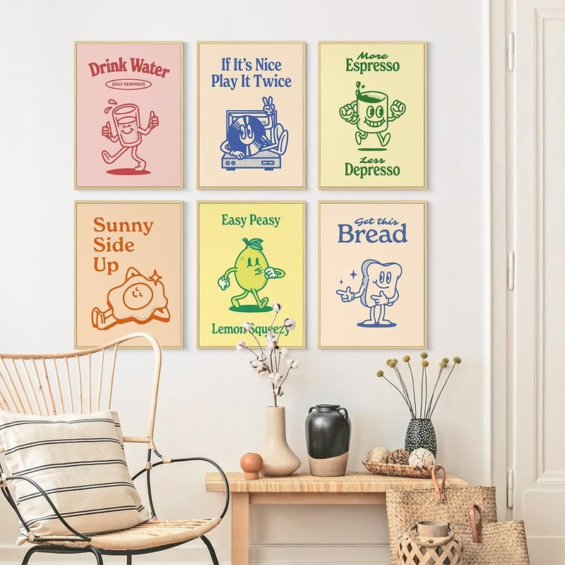 Youillne Kitchen Food Prints - Set of 6 Framed Art - Image 3