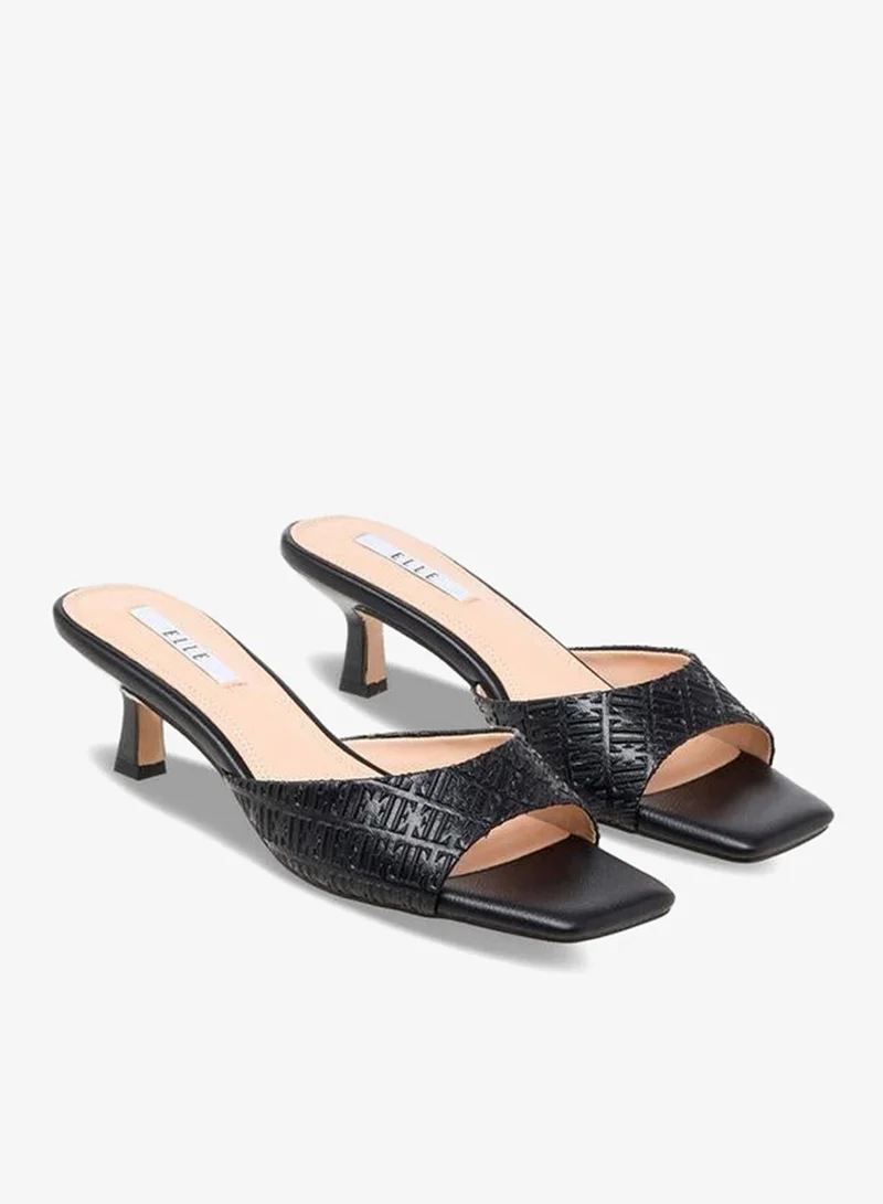 ELLE Women Monogram Embossed Kitten Heel Sandals