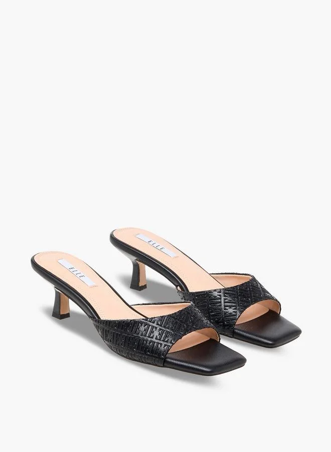 Elle Women Monogram Embossed Kitten Heel Sandals