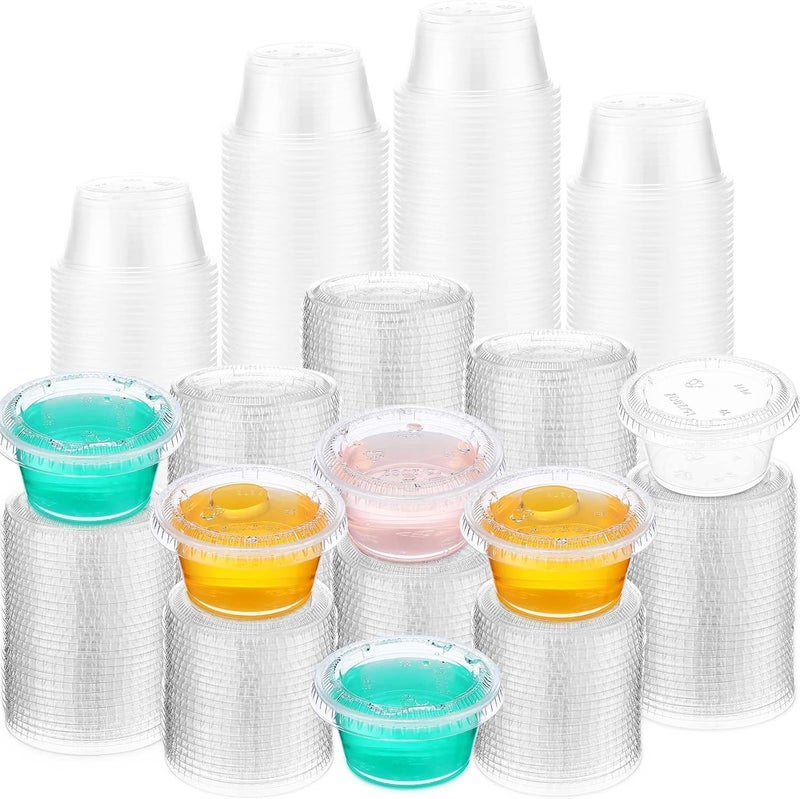 Macarrie 1000 Pack Jelly Shot Cups With Lids  2oz Plastic Small Containers for Portion Souffle Sauce Salad Dressing Food Condiment  Disposable  - Image 1