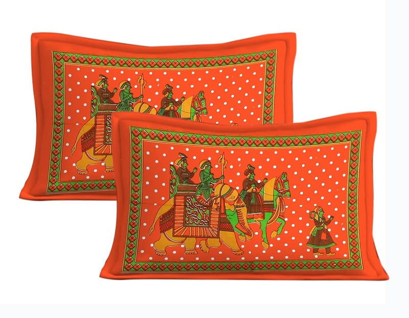 EarlyMart Cotton Rajasthani Jaipuri Traditional King Size Double Bed Bedsheet with 2 Pillow Covers Jaipuri005 - Image 3