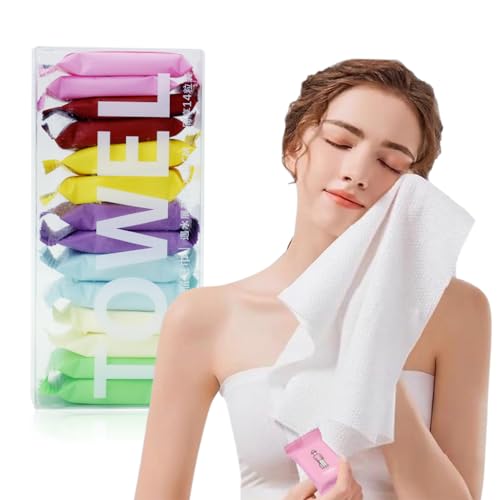HANNEA® Disposable Washcloths for travel, 14PCS Portable Disposable Pure Cotton Compressed Towels for Face Hand Washing, Thick Large, Reusable Compact, for traveling Camping, Hiking, Backpacking - Image 1