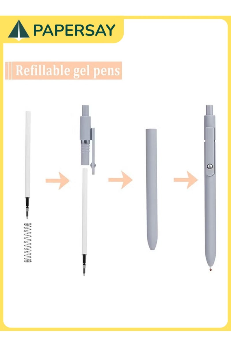 PAPERSAY Gel Pen, 5pcs Quick Dry Ink Pens, Retractable Ink Pens, 0.5 mm Premium Gel Roller Pens,Black Ink Pens for School Office Home. - Image 4