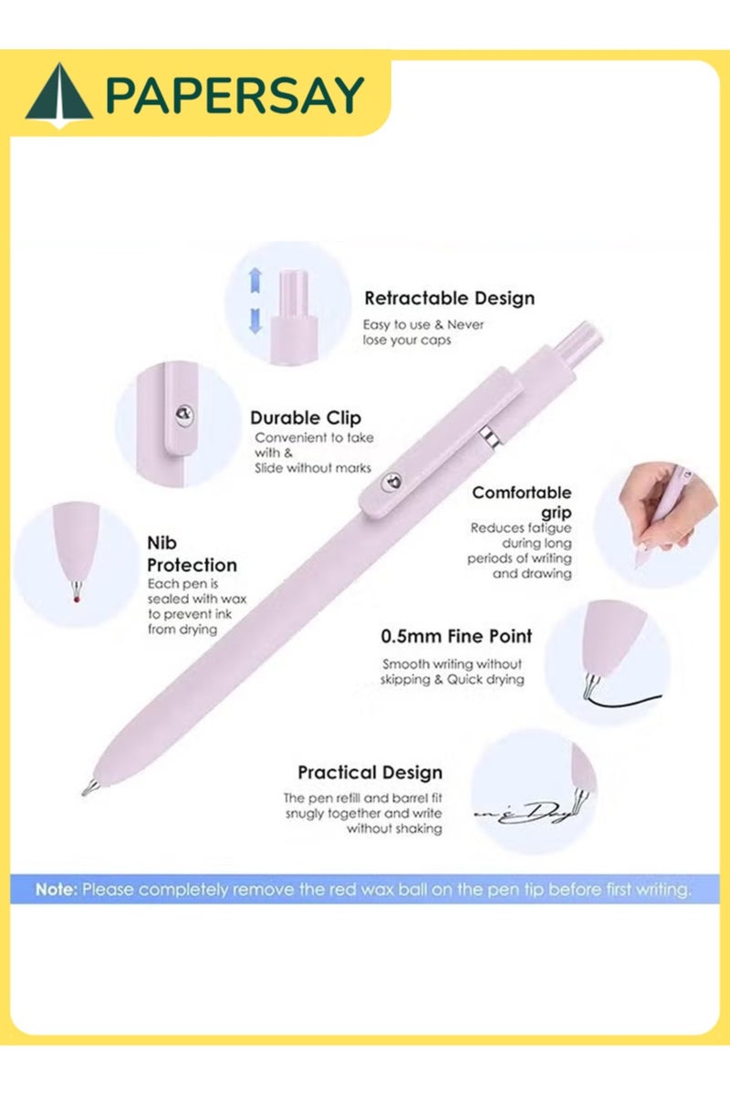 PAPERSAY Gel Pen, 5pcs Quick Dry Ink Pens, Retractable Ink Pens, 0.5 mm Premium Gel Roller Pens,Black Ink Pens for School Office Home. - Image 5