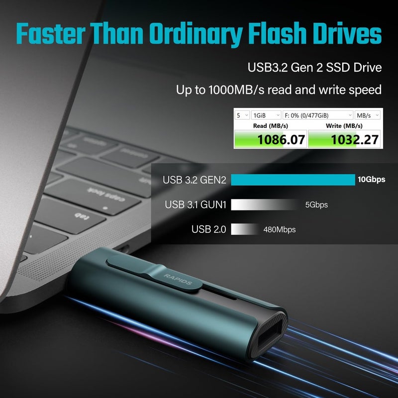 Hiksemi 256GB USB 3.2 محرك SSD مزدوج Type-A/Type-C 1000MB/s-RAPIDS Pro - Image 4