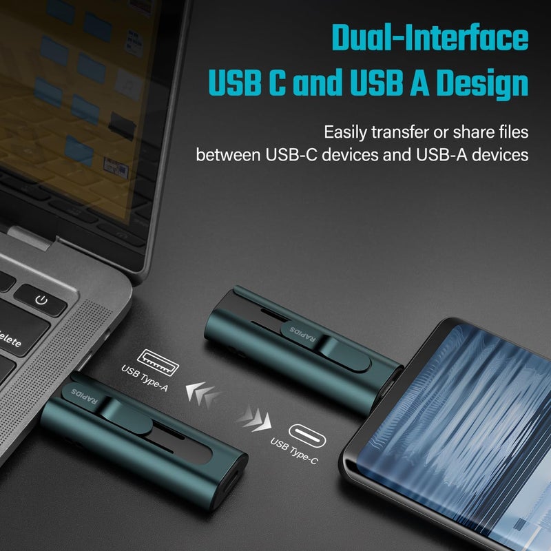 Hiksemi 256GB USB 3.2 محرك SSD مزدوج Type-A/Type-C 1000MB/s-RAPIDS Pro - Image 3