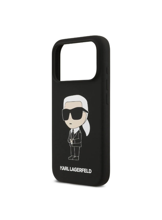 Karl Lagerfeld iPhone 17 Pro Case / Liquid Silicone Back Cover With Ikonik NFT Logo - Black - Image 2
