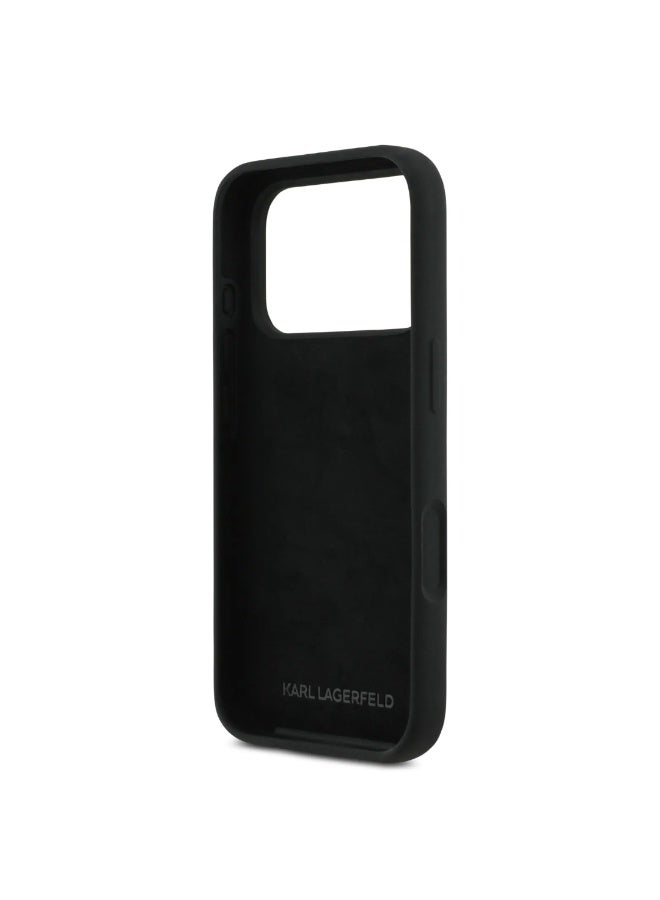 Karl Lagerfeld iPhone 17 Pro Case / Liquid Silicone Back Cover With Ikonik NFT Logo - Black - Image 3