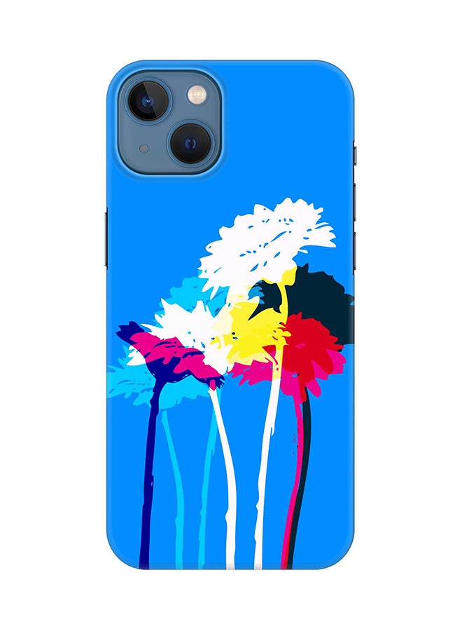 Case for Apple iPhone 14 Slim Snap Classic Series Mobile Cover Hard PC Shield Matte Finish Print - Bleeding Flowers (Blue)