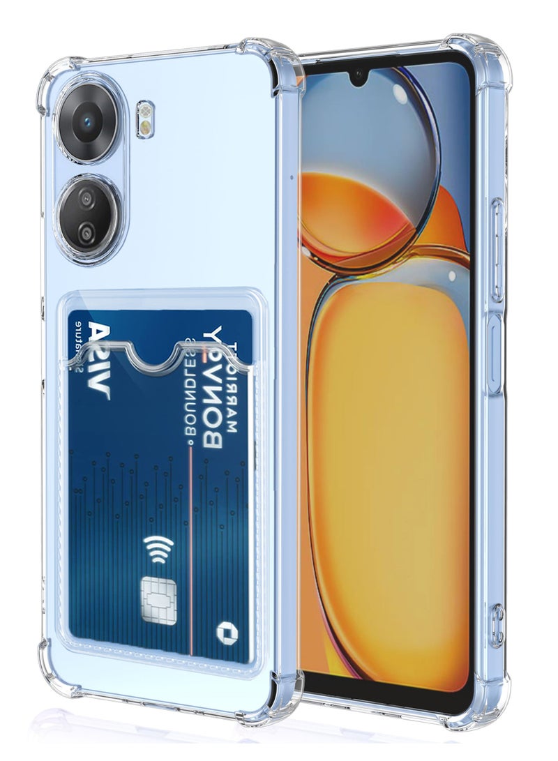 Wallet Phone Case Slim Fit Card Slot Transparent Case Protective Soft Shockproof Case with Card Holder For Xiaomi Redmi 13C 4G 