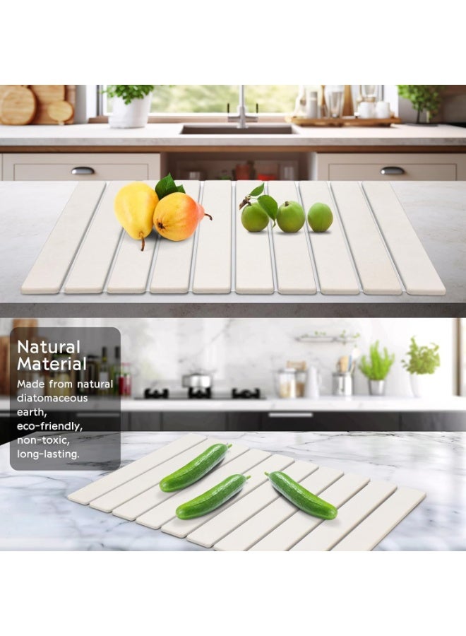 Bukela Large Stone Dish Drying Mats for Kitchen Counter, 24"(L)×16"(W) Quick Dry Collapsible Dish Drying Mat, Eco-Friendly Absorbent Diatomaceous Earth Mats for Dishes Bottles Cups, Match Any Countertop - Image 5