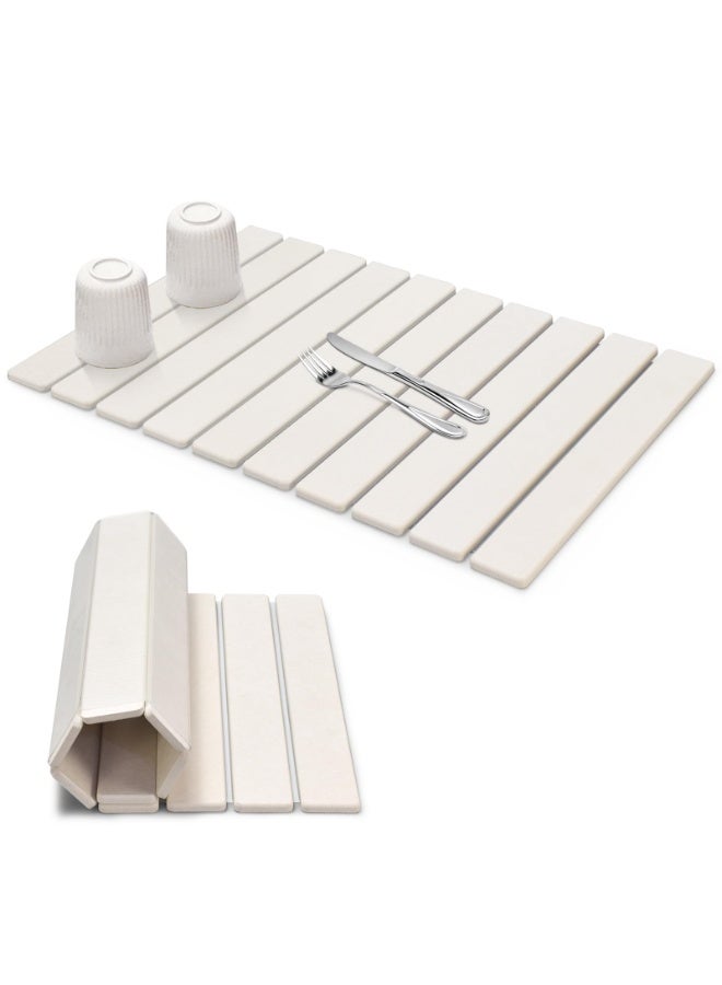 Bukela Large Stone Dish Drying Mats for Kitchen Counter, 24"(L)×16"(W) Quick Dry Collapsible Dish Drying Mat, Eco-Friendly Absorbent Diatomaceous Earth Mats for Dishes Bottles Cups, Match Any Countertop - Image 1