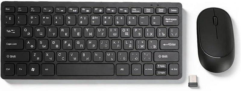 YUEHISY 2.4G Wireless Russian Keyboard and Mouse Combo, 78 Keys Slim Keyboard with Russian Characters, for PC Laptop - Image 1