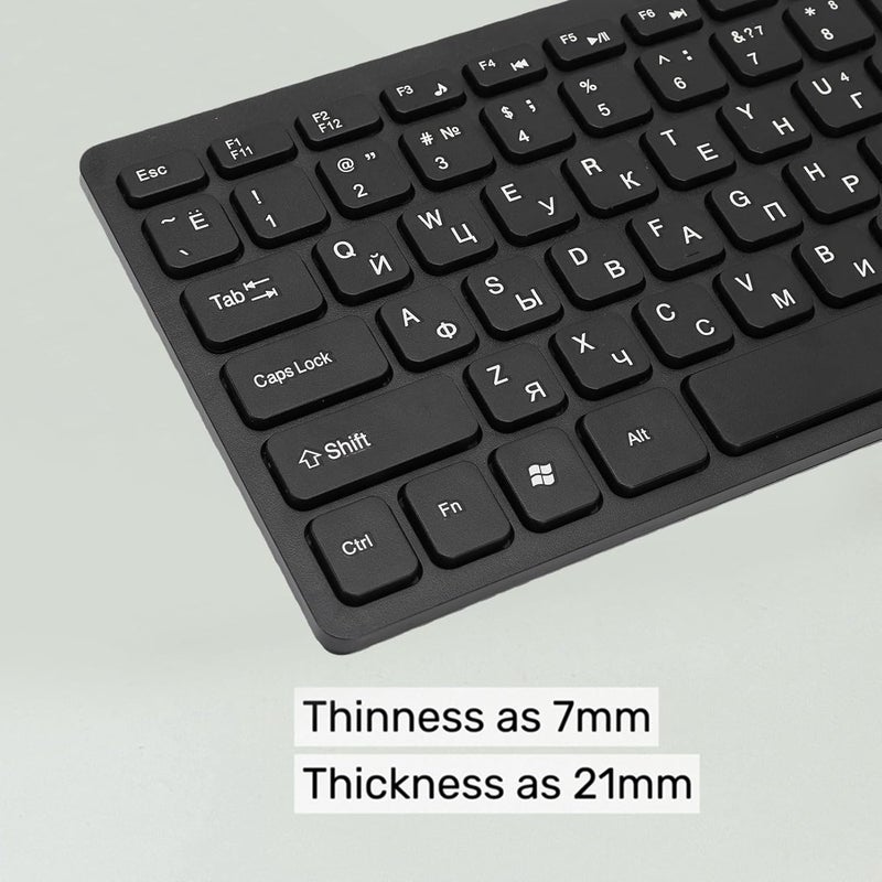 YUEHISY 2.4G Wireless Russian Keyboard and Mouse Combo, 78 Keys Slim Keyboard with Russian Characters, for PC Laptop - Image 5