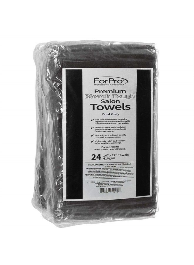 ForPro Professional Collection ForPro Premium Bleach Tough Salon Towels, Cool Grey, 100% Cotton, Bleach-Proof, Stain Resistant, 16” W x 27” L, 24-Count - Image 2