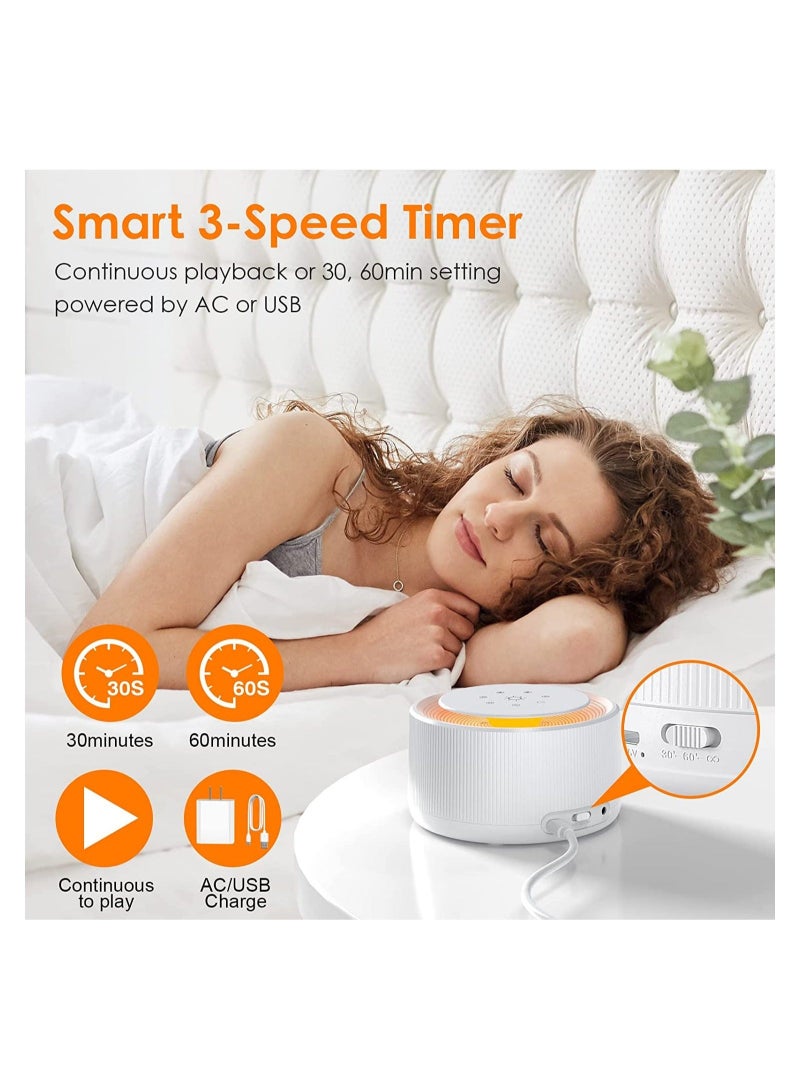 Sleep Sound Machine, White Noise Machine with 30 Natural Soothing Sounds, 30 Level Volume Light 3 Timer Memory Function, Noise Machine Powered by AC or USB, for Adults, Baby and Kids - Image 4