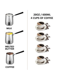 Cuken 600ML 20oz Turkish Coffee Pot, 304 Stainless Steel Coffee and Butter Warmer, Premium Milk Warmer and Milk Pot with Spout  - Image 5