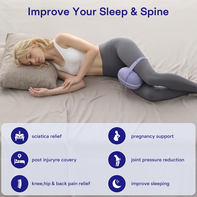 Forcanby Knee Pillow for Side Sleepers - Smooth Spine Alignment Pillow, Memory Foam Knee Pillows for Back Hip Pain, Spine Aligning, Sciatica, Surgery Recovery, Pregnancy - Image 3