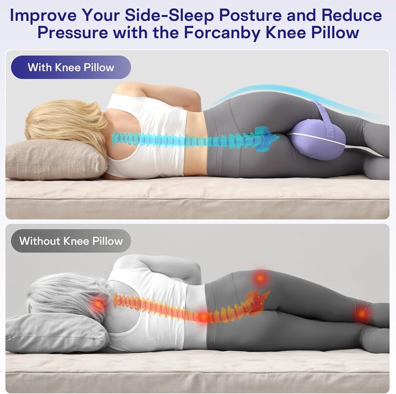 Forcanby Knee Pillow for Side Sleepers - Smooth Spine Alignment Pillow, Memory Foam Knee Pillows for Back Hip Pain, Spine Aligning, Sciatica, Surgery Recovery, Pregnancy - Image 4