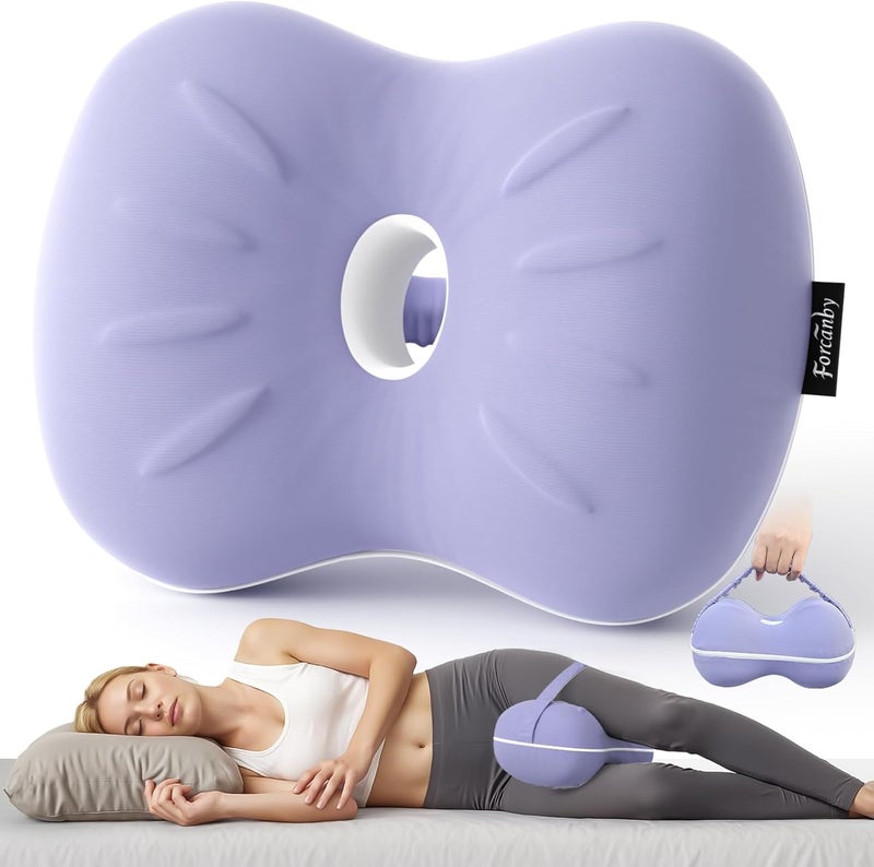 Forcanby Knee Pillow for Side Sleepers - Smooth Spine Alignment Pillow, Memory Foam Knee Pillows for Back Hip Pain, Spine Aligning, Sciatica, Surgery Recovery, Pregnancy - Image 1