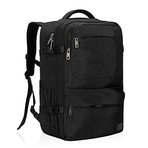 Hynes Eagle 44L Carry on Backpack Airline Approved Travel Backpack for Men Women Large Laptop Backpack 17 inch Nylon Backpack Overnight Weekender Bag Black - Image 1